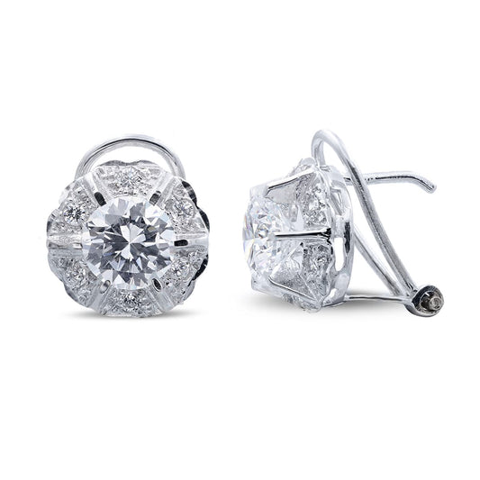 Pendientes con Circonita en Garras de oro blanco 18K