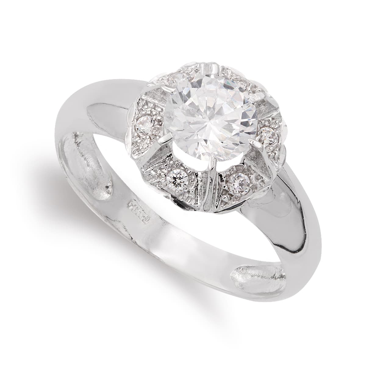 18K SORTIJA ORO BLANCO CON CIRCONITA Y GARRAS. ANCHO: 11 MM