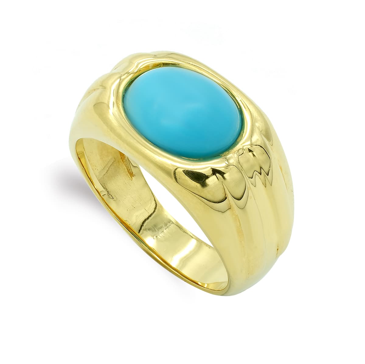 Sortija Turquesa Oval de oro amarillo 18K