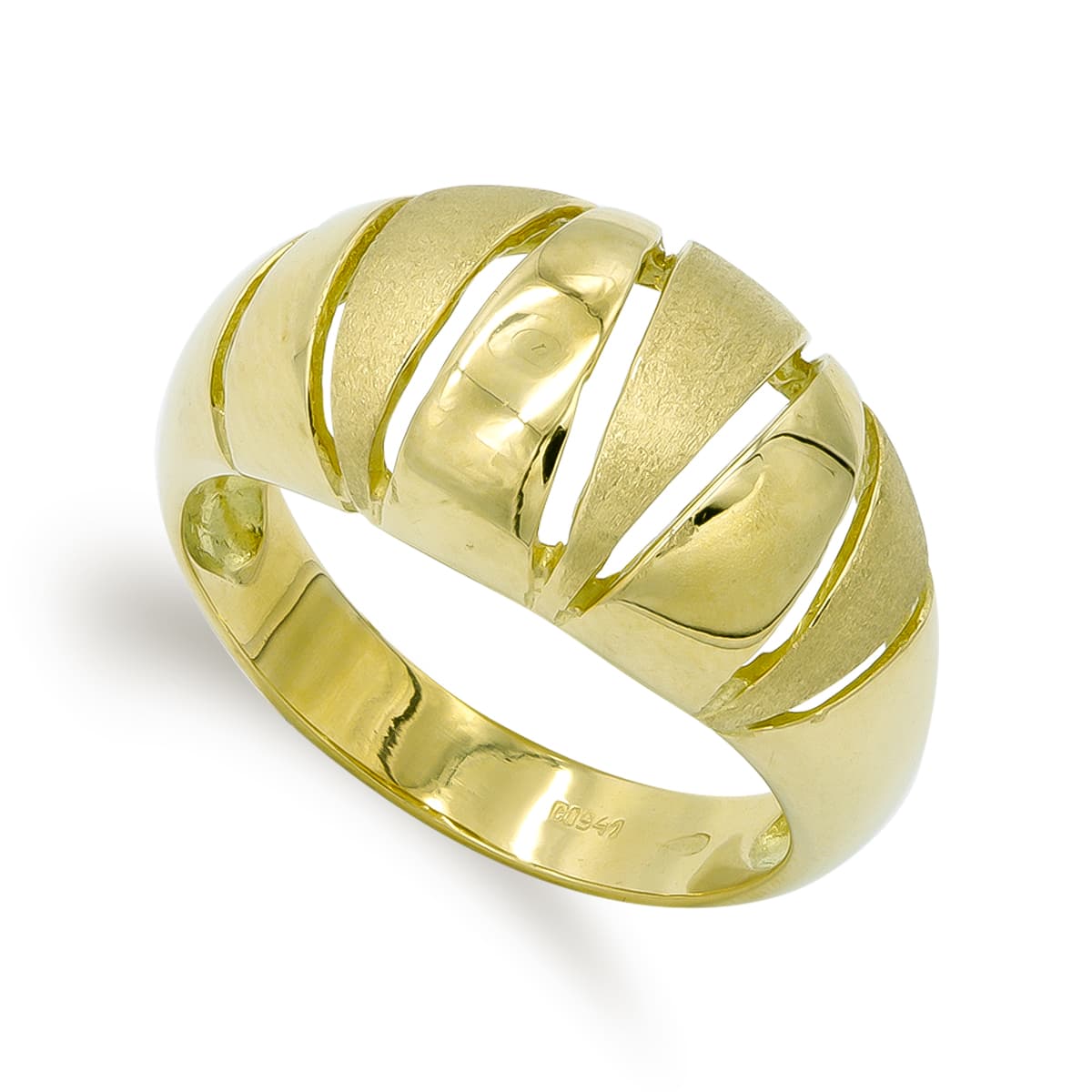 Sortija Mate y Brillo. Ancho: 11 mm de oro amarillo 18K