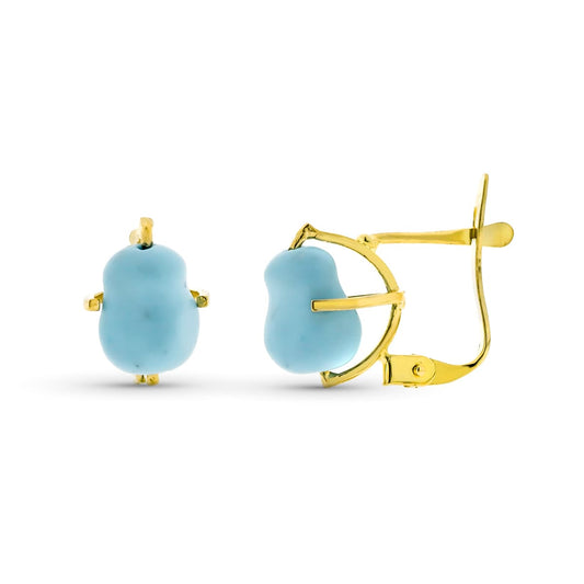 Pendientes Garra Turquesa Mediana Natural Arizona 7 x 5 mm de oro amarillo 18K