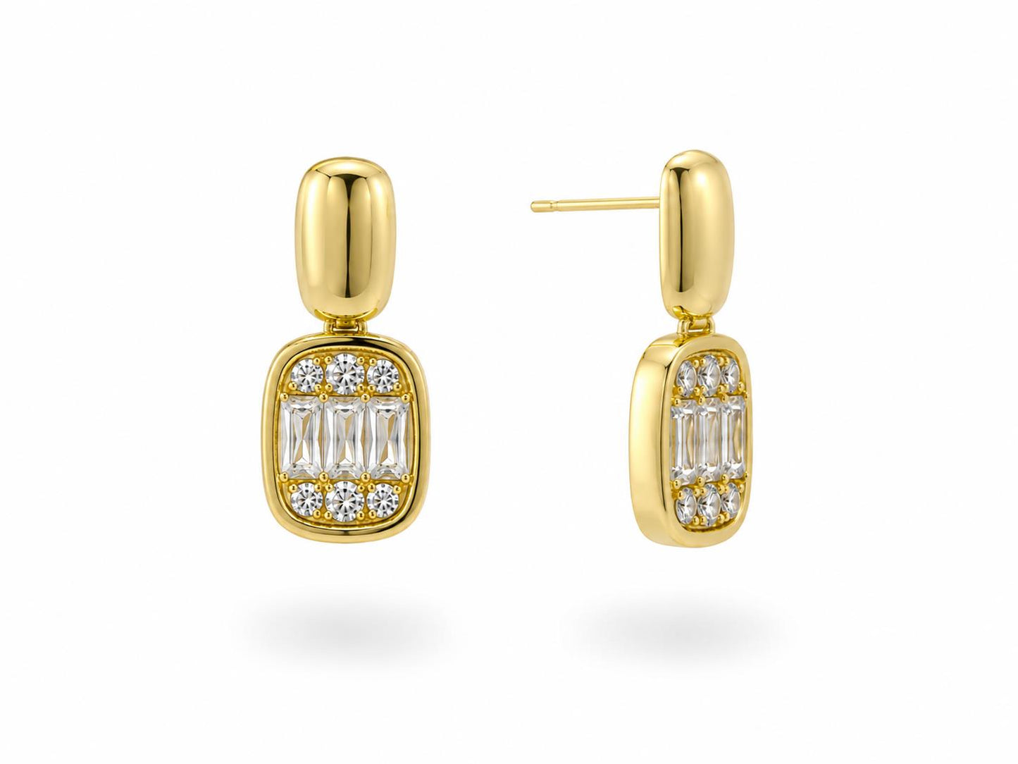 Pendiente elegance de aleación de metales con baño de oro de 14 quilates - Joyería Zafir