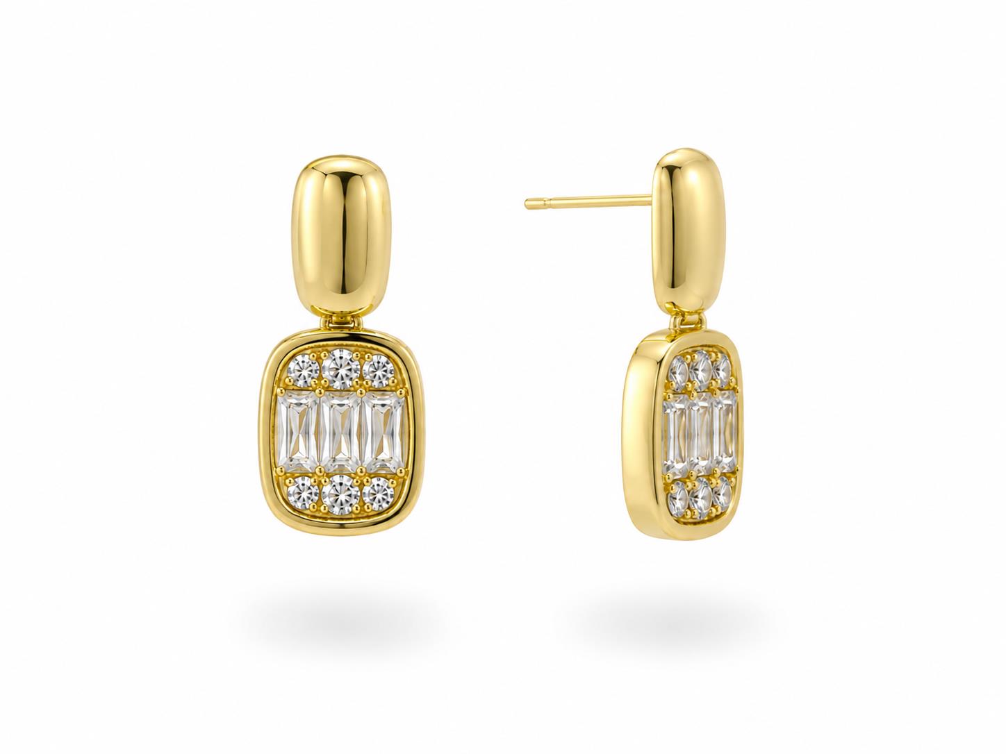 Pendiente elegance de aleación de metales con baño de oro de 14 quilates - Joyería Zafir