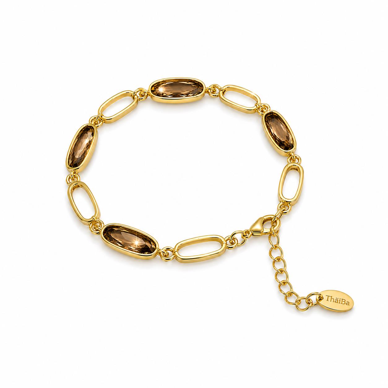 Pulsera baguette terra de aleación de metales con baño de oro de 14 quilates - Joyería Zafir