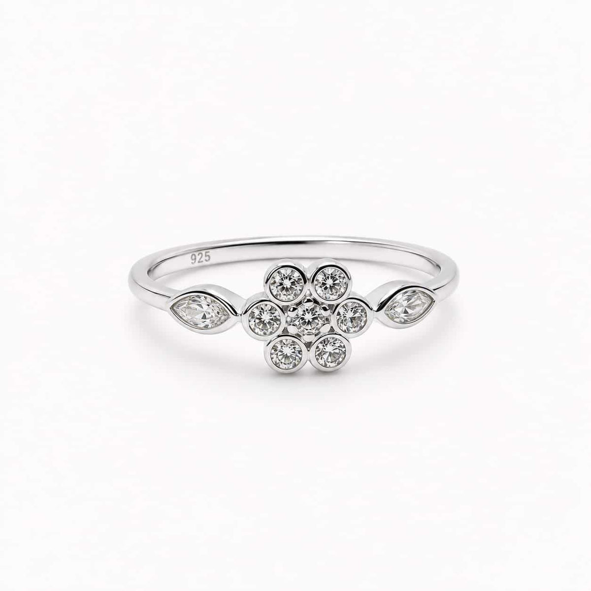 Anillo flor blanca de plata de ley - Joyería Zafir