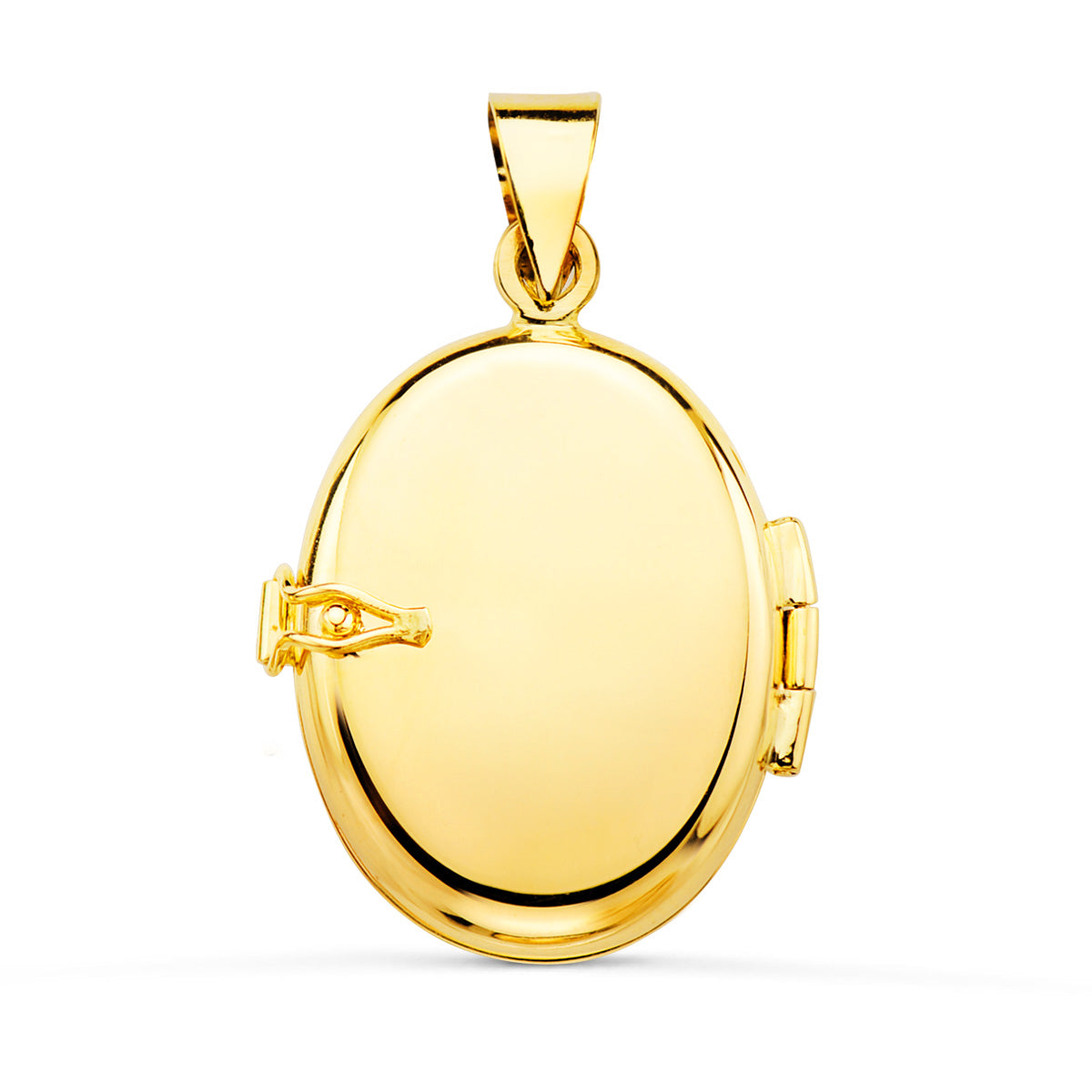 Guardapelo Dije Portafotos Oval Labrado. 24 x 17 mm de oro amarillo 18K