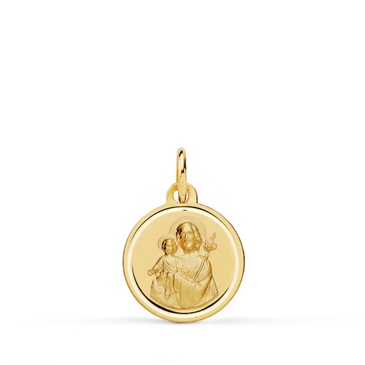 Medalla San Jose Bisel 14 mm de oro amarillo 18K