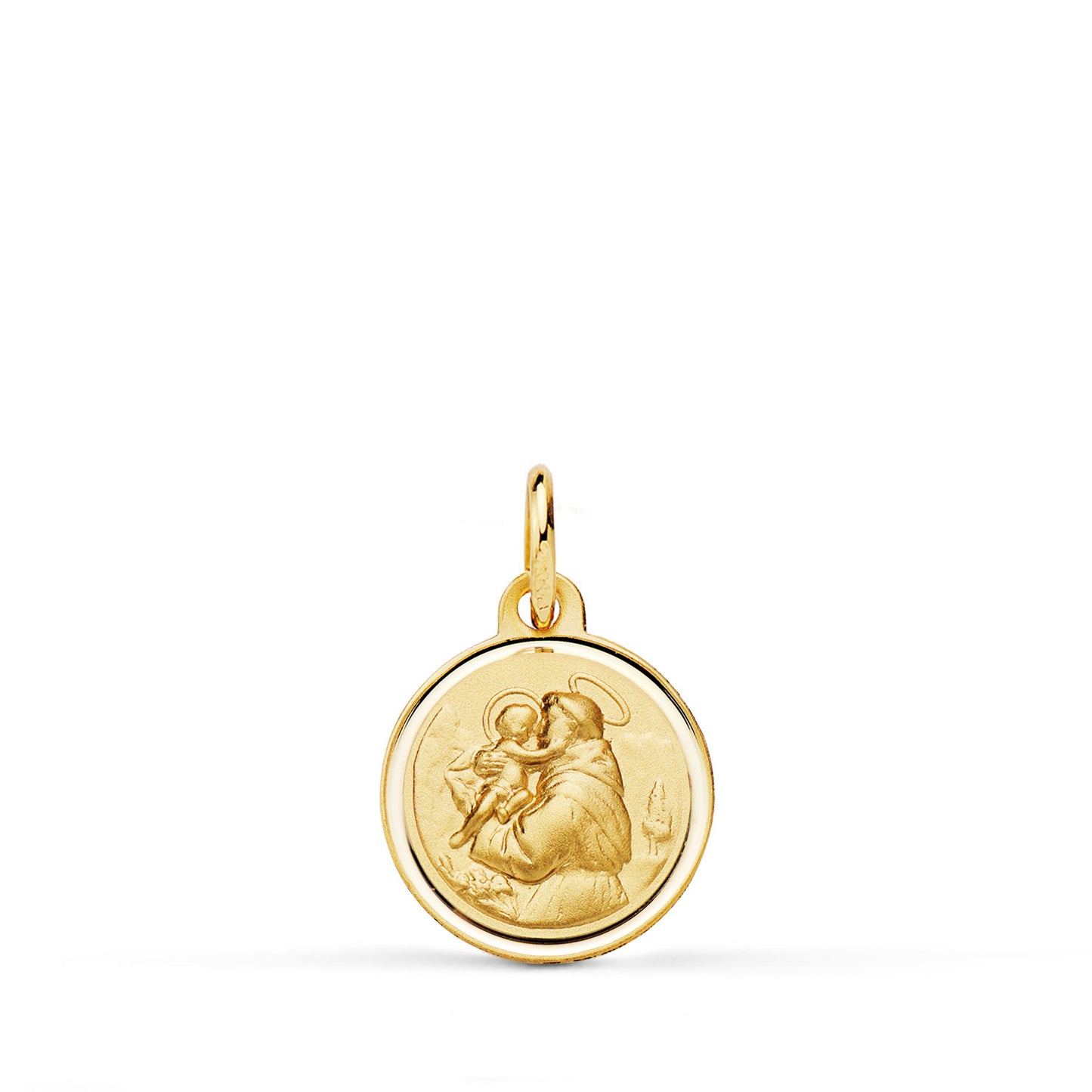 Medalla San Antonio Bisel 12 mm de oro amarillo 18K