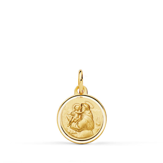 Medalla San Antonio Bisel 12 mm de oro amarillo 18K