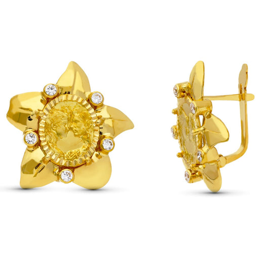 Pendientes Madre Moneda 18 x 18 mm de oro amarillo 18K