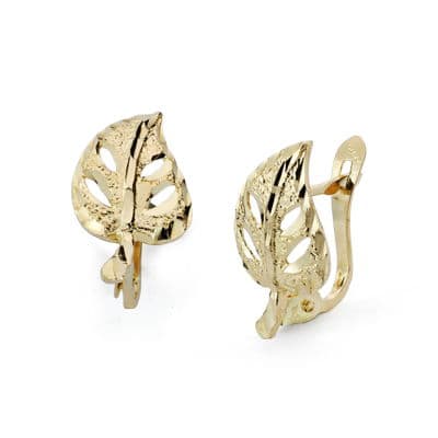 Pendientes Hoja Calada 14 x 8 mm de oro amarillo 18K