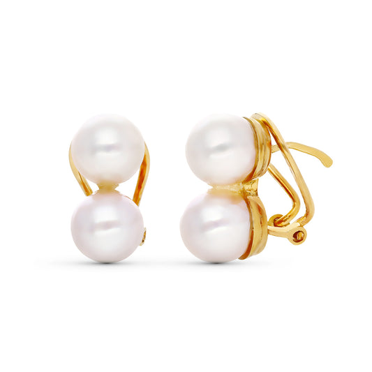 Pendientes Tu y Yo Perla Cultivada de oro amarillo 18K