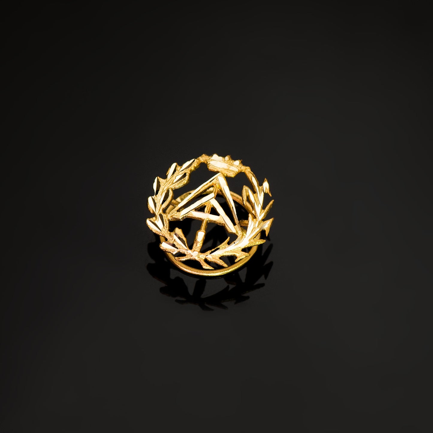 18K INSIGNIA ORO AMARILLO APAREJADOR ( ARQUITECTO TECNICO )16 X 15 MM