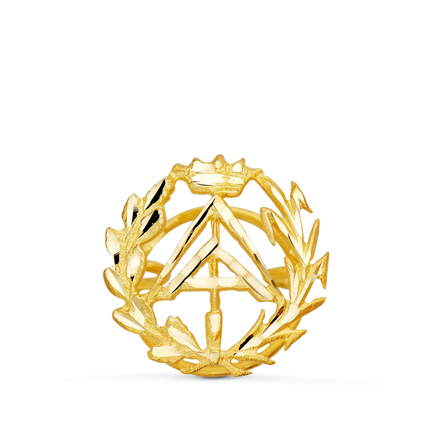 18K INSIGNIA ORO AMARILLO APAREJADOR ( ARQUITECTO TECNICO )16 X 15 MM