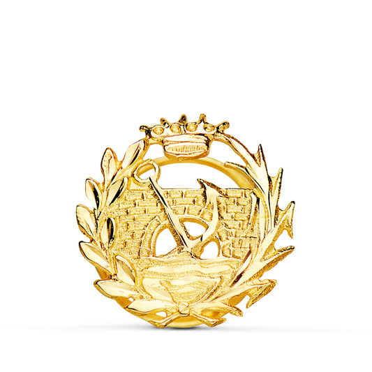 Insignia Ingenieria Civil E Ingeniero de Caminos Canales y Puertos 15 x 15 mm de oro amarillo 18K