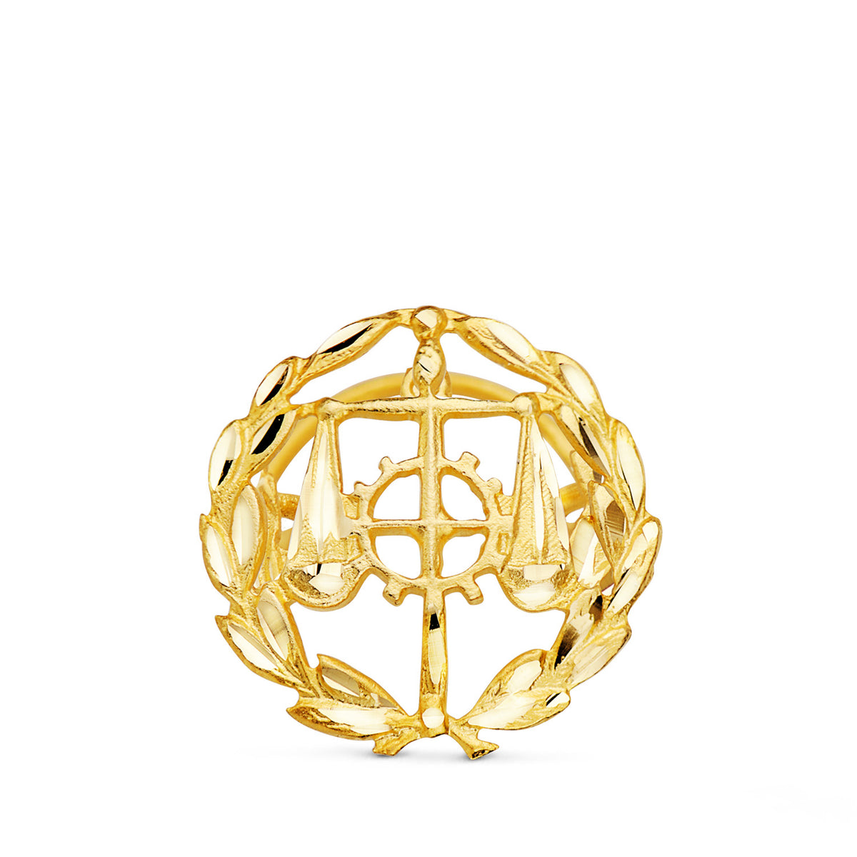 Insignia Relaciones Laborales (graduado Social) 16 x 16 mm de oro amarillo 18K