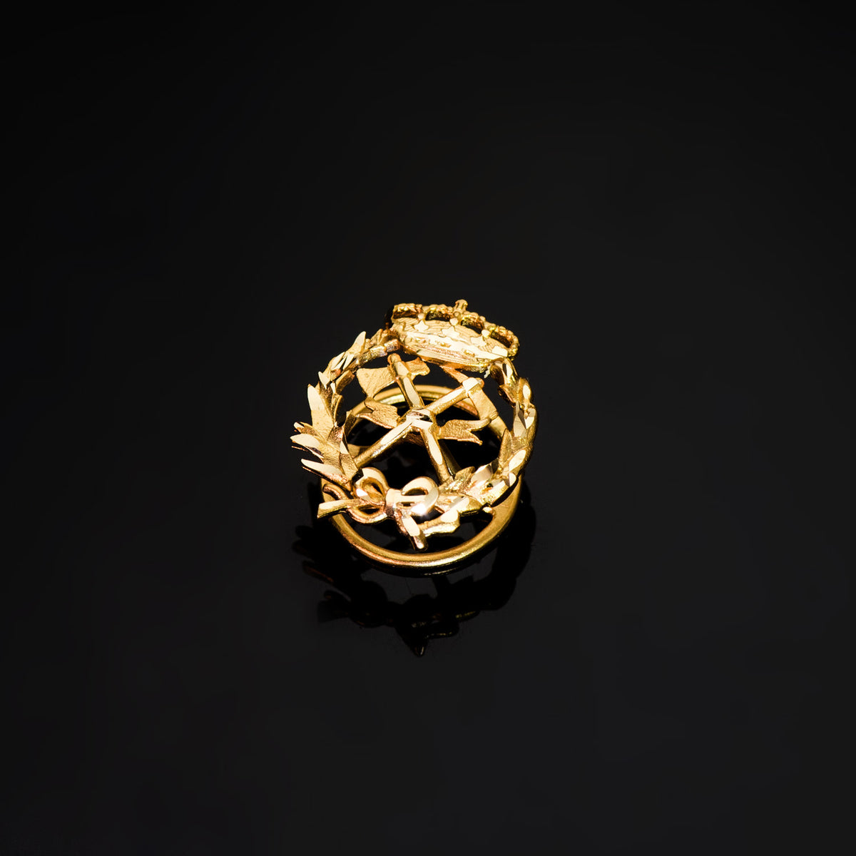 Insignia Ingeniero de Montes 17 x 14 mm de oro amarillo 18K