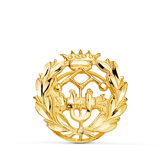 18K INSIGNIA ORO AMARILLO INGENIERO INDUSTRIAL. 15 X 15 MM