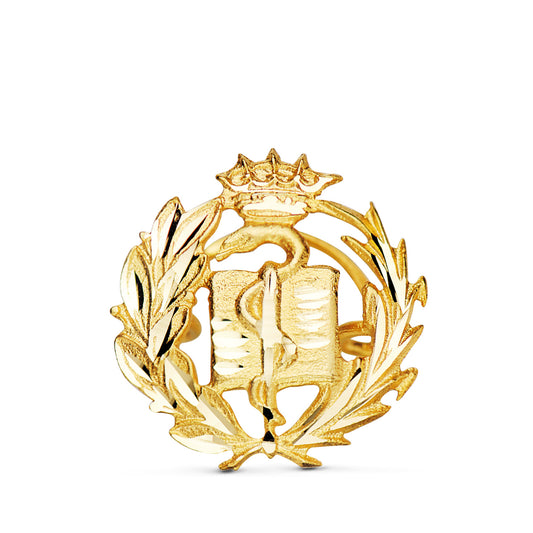 Insignia Medicina. 16 x 15 mm de oro amarillo 18K