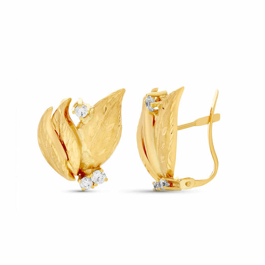 Pendientes Hojas Lapidadas. 19 x 15 mm de oro amarillo 18K