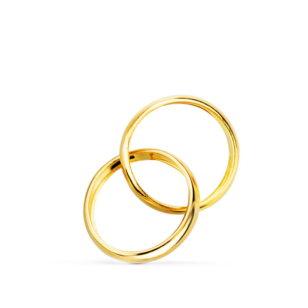 18K COLGANTE ORO AMARILLO DOS ALIANZAS 9 MM DIAMETRO.