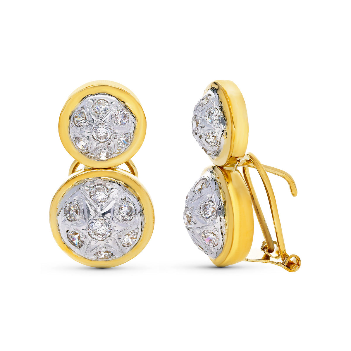 Pendientes Platino Bicolor Tu y Yo Circonita 18K
