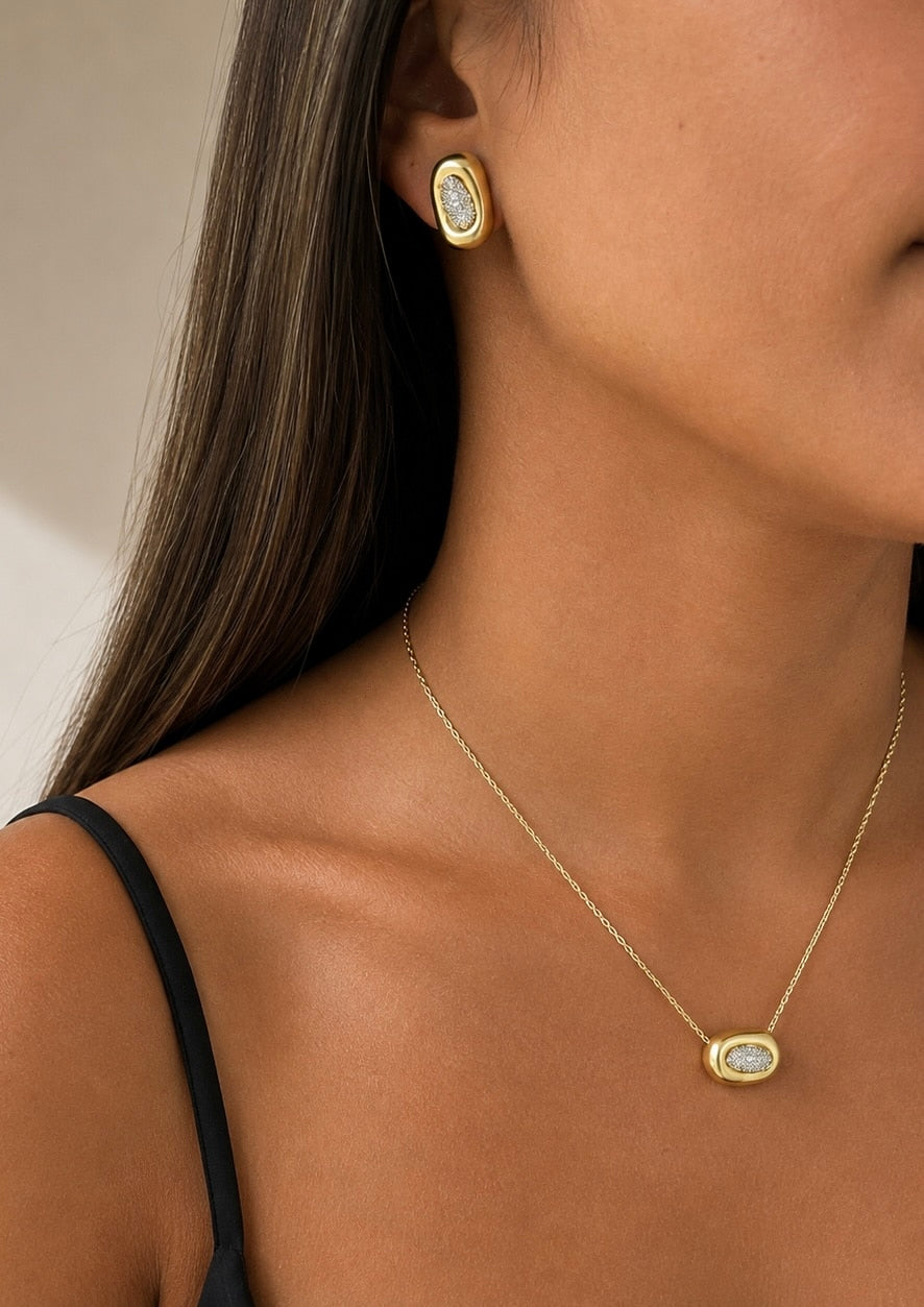 Conjunto bicolor Anais con baño de oro de 14 quilates - imagen adicional - Joyería Zafir
