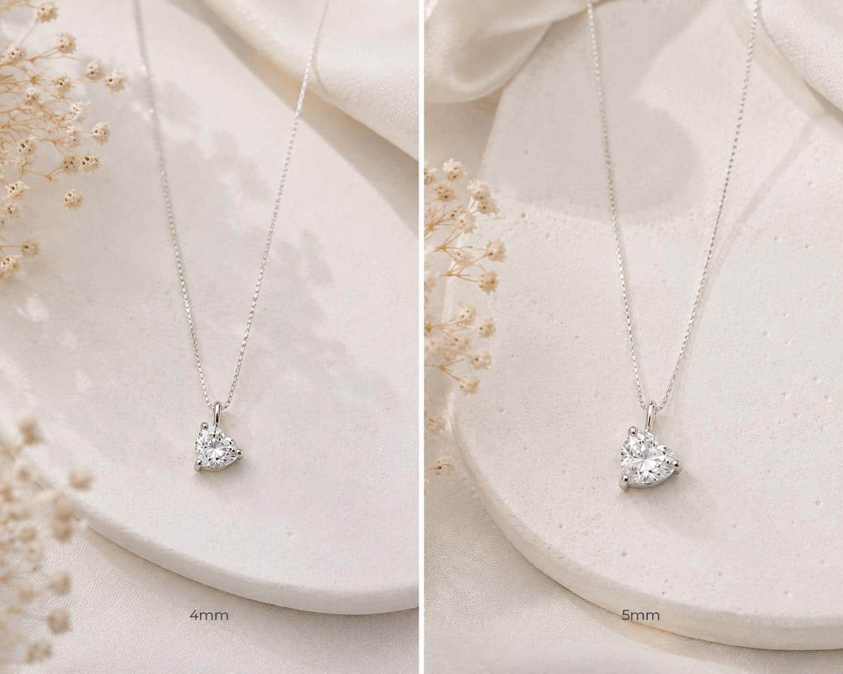 Collar punto de luz corazón 4mm de plata de ley - Joyería Zafir