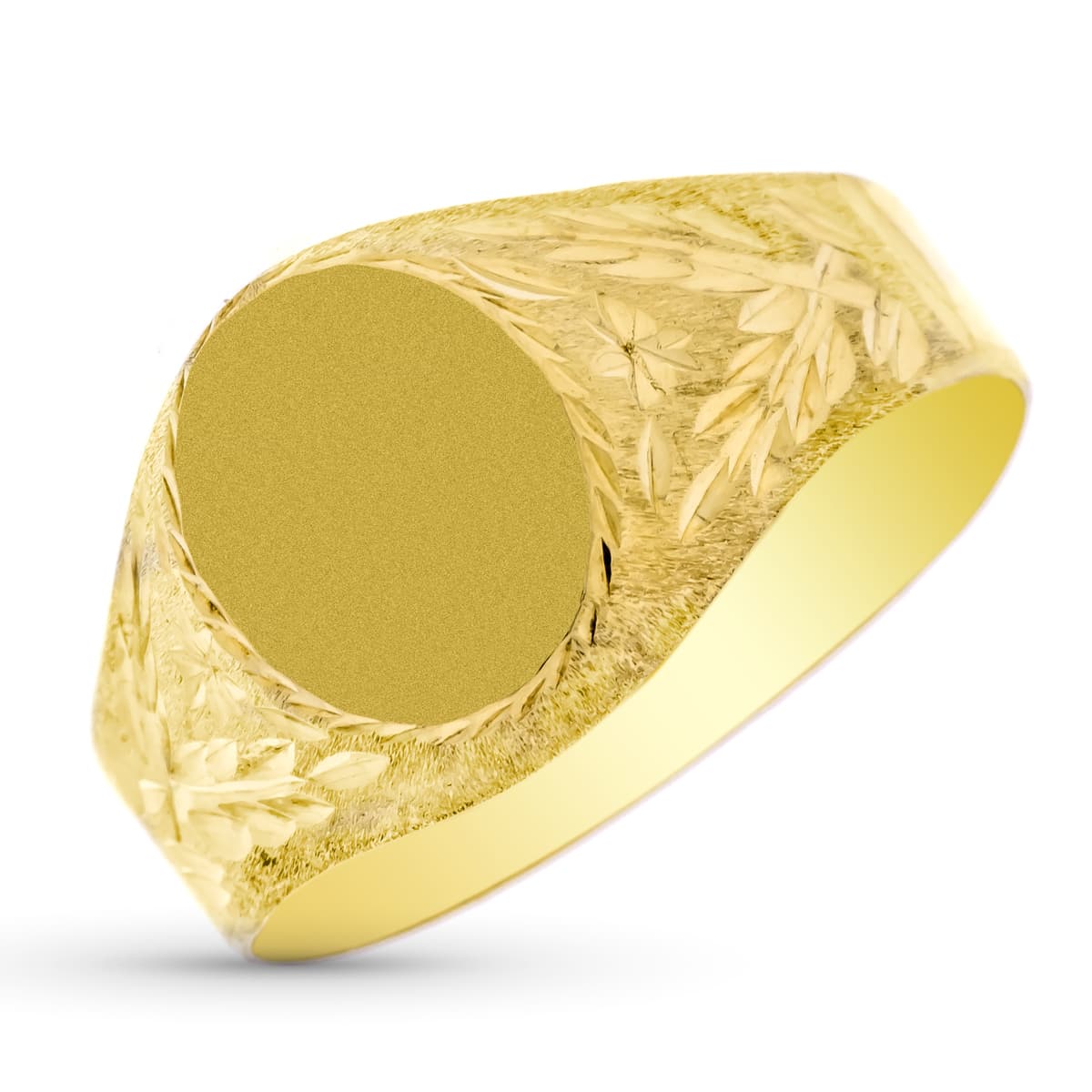 Sello Cadete Oval Lateral Tallado. Zona Grabado: 12 x 9,5 mm de oro amarillo 9K