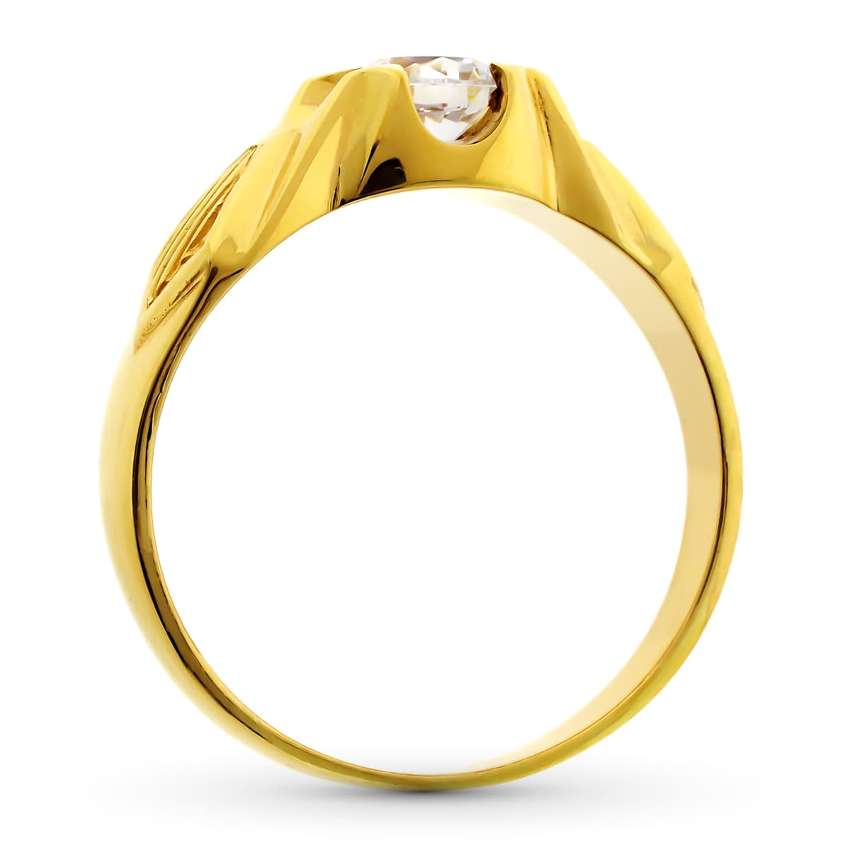 9K SORTIJA SOLITARIO ORO AMARILLO ANCHO 7 MM CIRCONITA 5 MM INTERIOR FORRADO