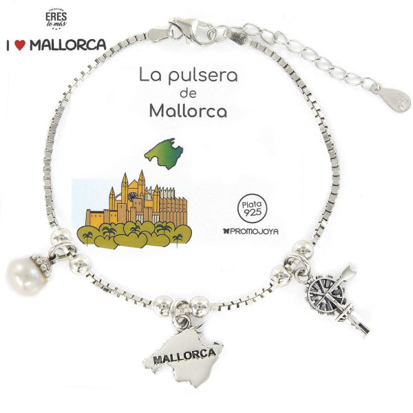 Pulsera Eres Lo Mas Mallorca con tres colgantes Cadena Veneciana Rodiada