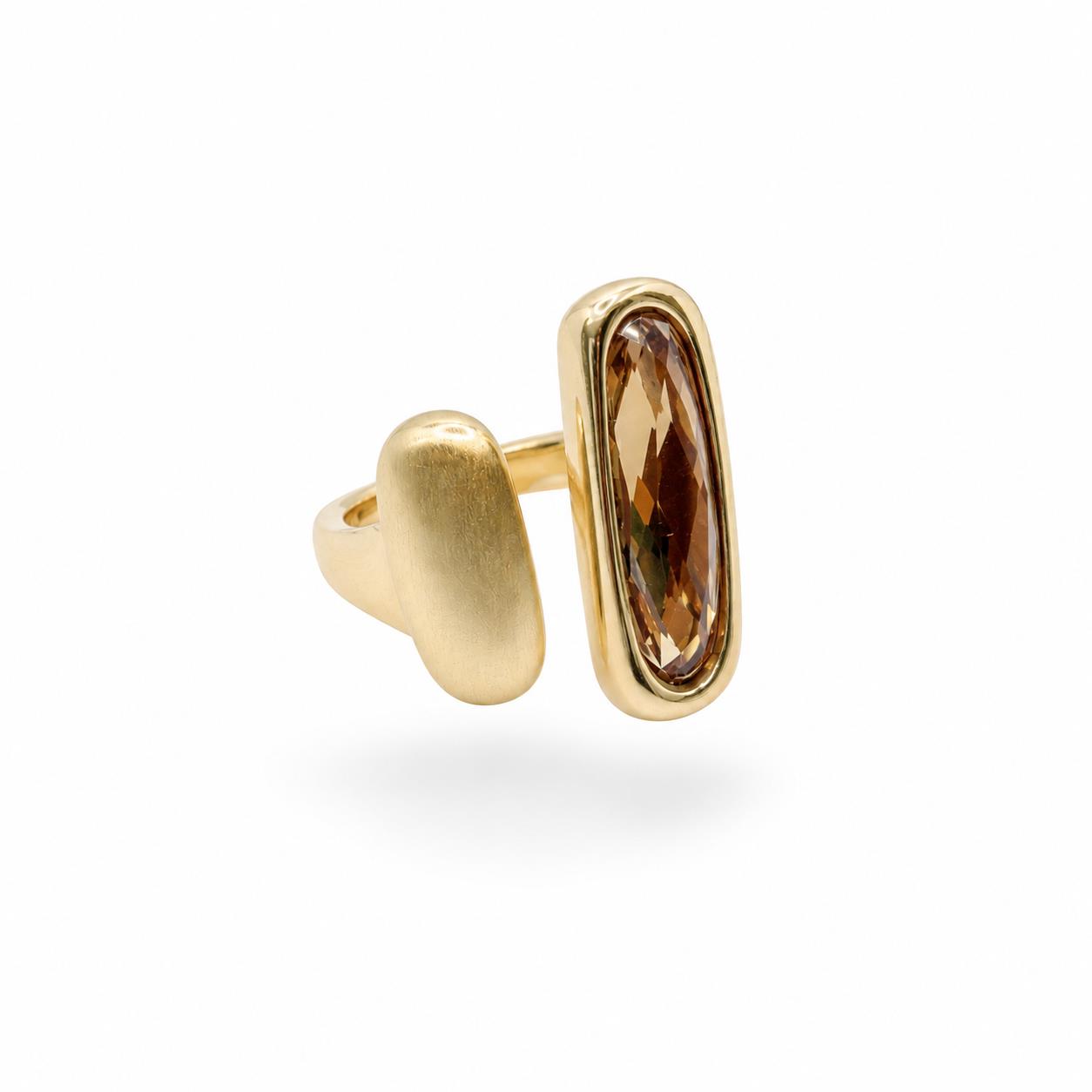 Anillo baguette terra de aleación de metales con baño de oro de 14 quilates - Joyería Zafir