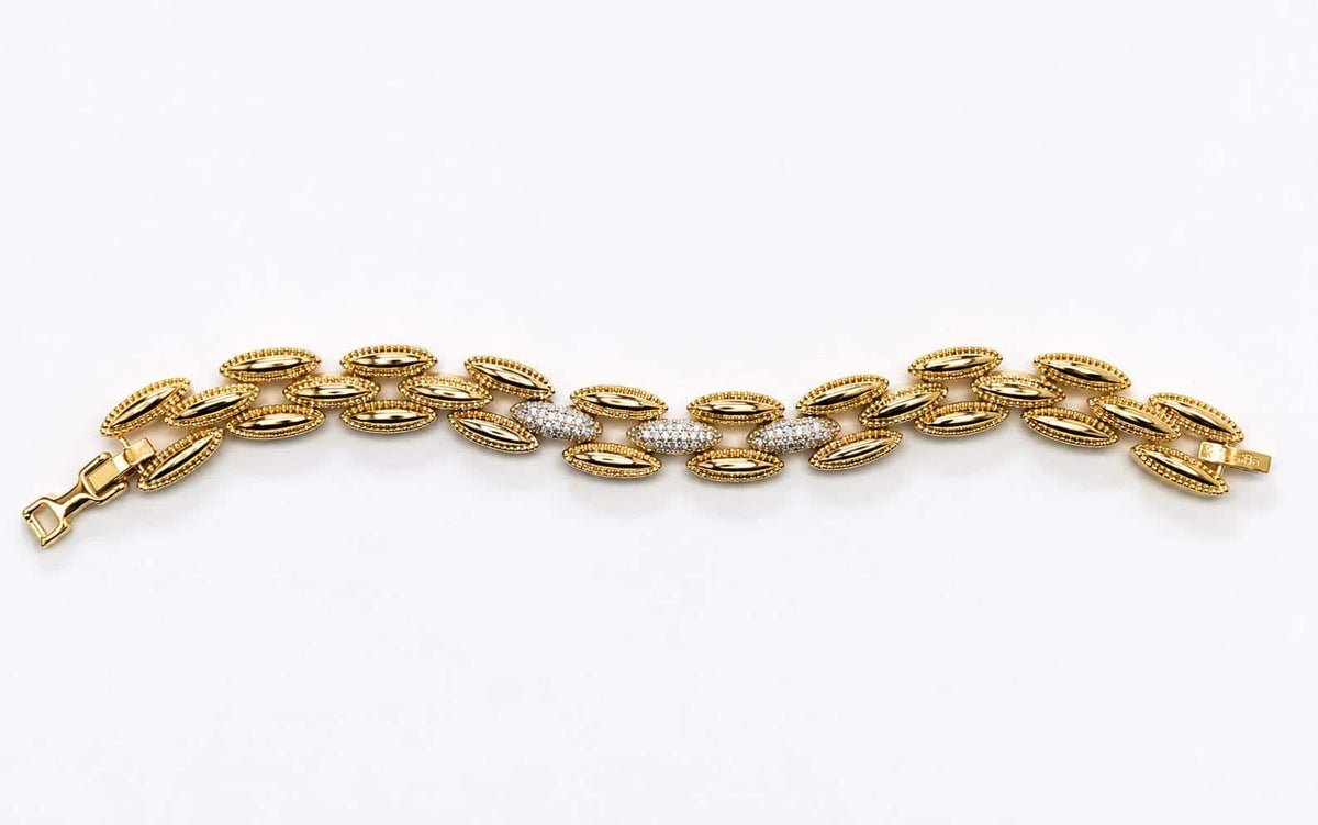 Pulsera lumiére de aleación de metales con baño de oro de 14 quilates - Joyería Zafir