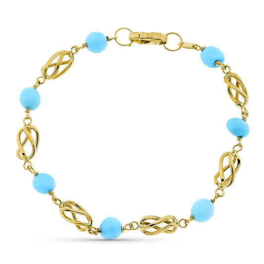 Pulsera Jaulas y Turquesa de oro amarillo 18K