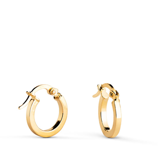 Aros Huecos Cuadrado Liso. Medida: 11 x 1,5 mm de oro amarillo 18K