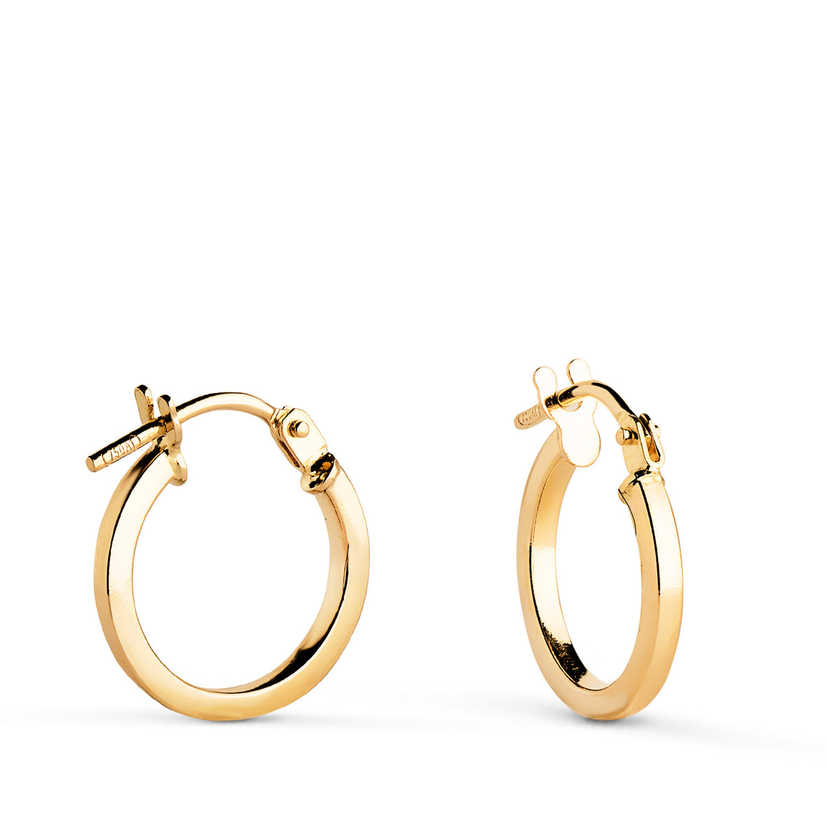 Aros Huecos Cuadrado Liso. Medida: 13 x 1,5 mm de oro amarillo 18K