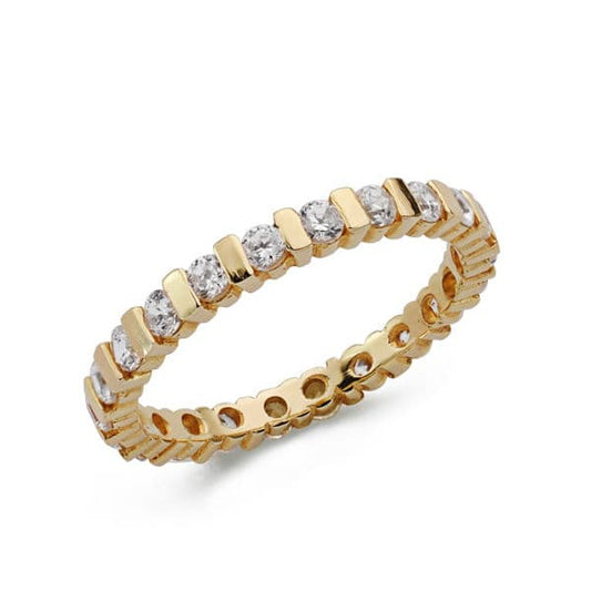 Alianza con Circonita Redondas. Ancho: 2 mm de oro amarillo 18K