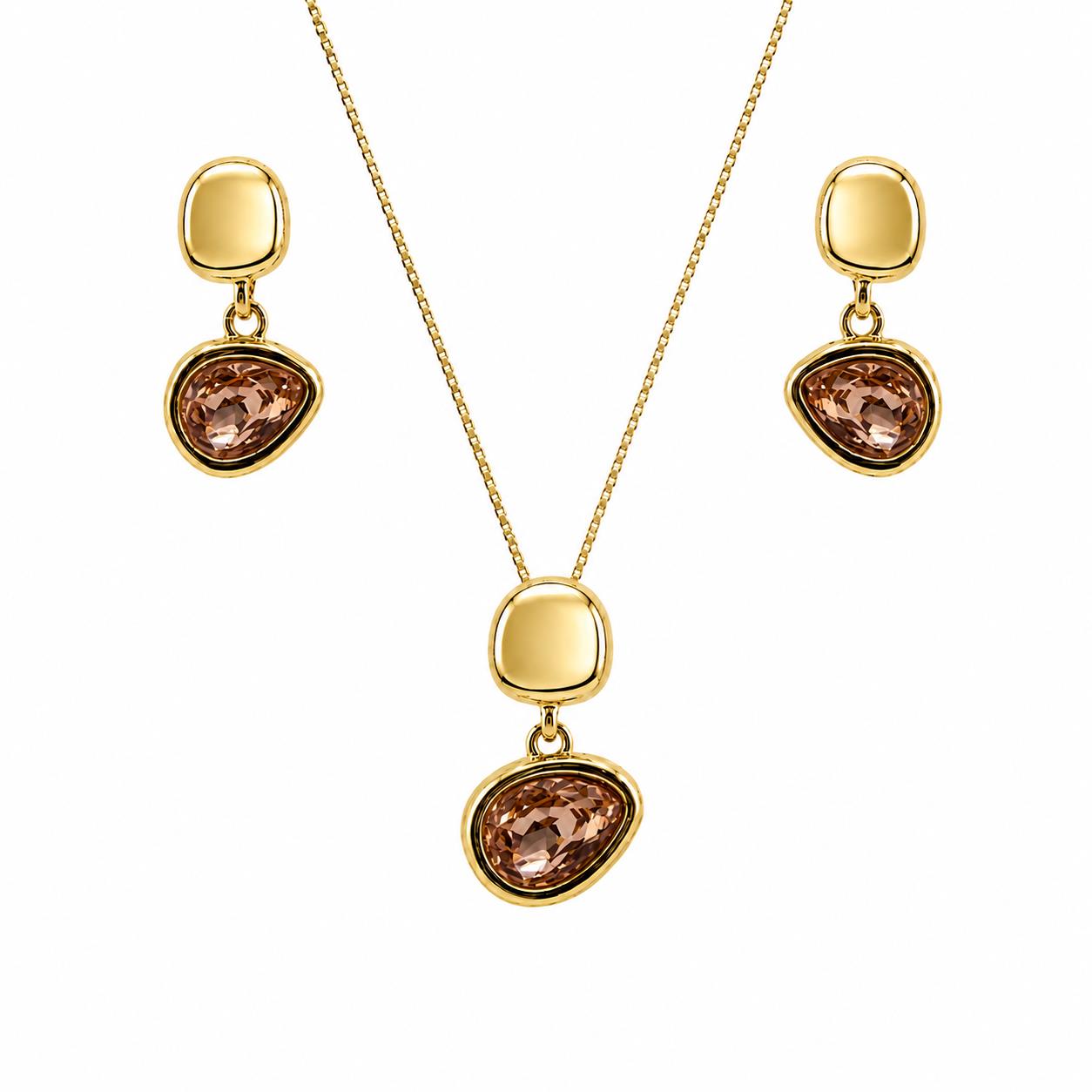 Set brown de aleación de metales con baño de oro de 14 quilates - Joyería Zafir