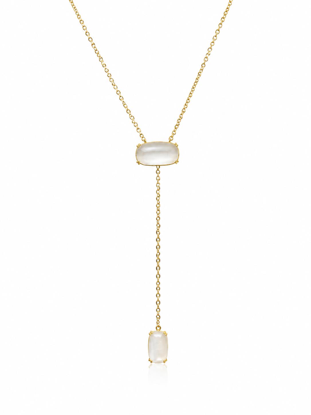Collar en Y Nácar con baño de oro de 14 quilates - Joyería Zafir