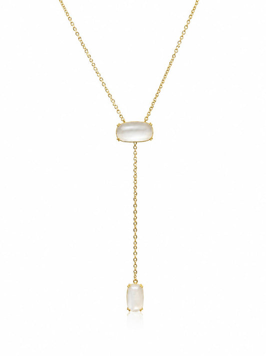 Collar en Y Nácar con baño de oro de 14 quilates - Joyería Zafir
