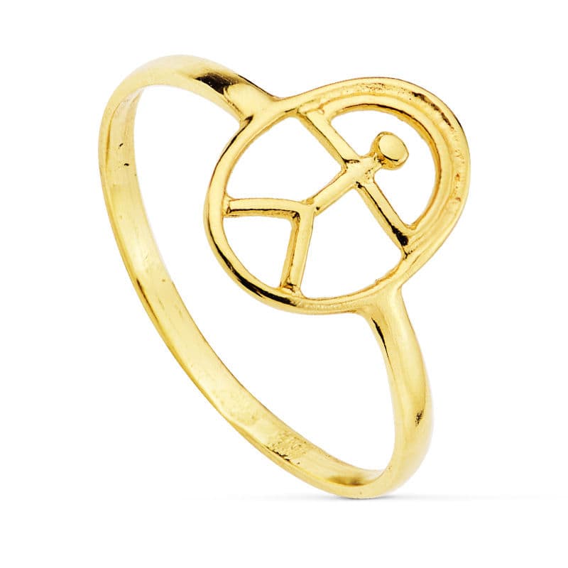 18K SORTIJA ORO AMARILLO OVAL CON INDALO CUERPO 1.5 MM. 12X8 MM