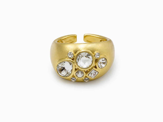 Anillo Bomber circonitas con baño de oro de 14 quilates - Joyería Zafir