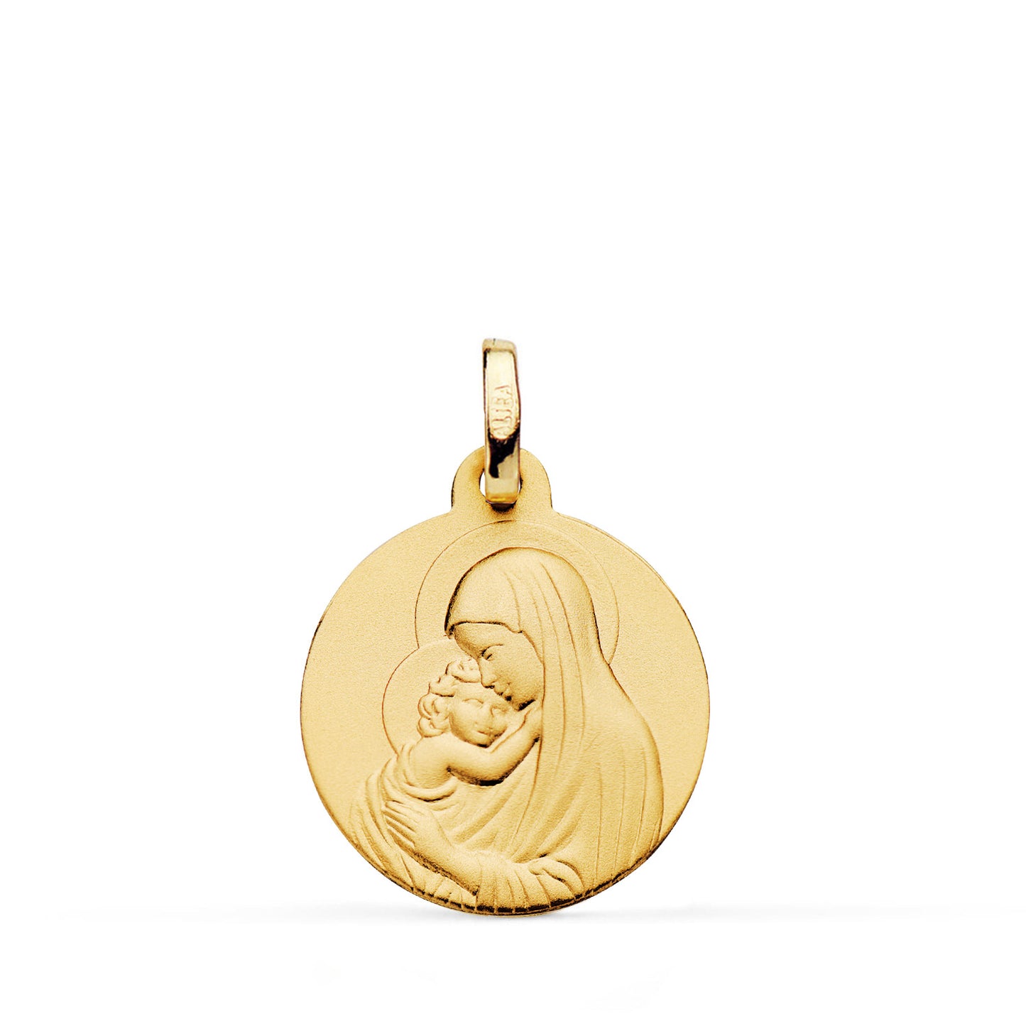 18K MEDALLA ORO AMARILLO MADONNA DE BOTICELLI MATIZADA LISA 18 MM