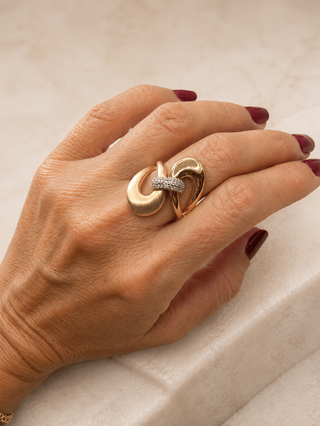 Anillo eslabón unión de aleación de metales con baño de oro de 14 quilates - vista adicional