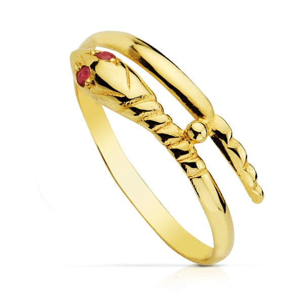 Sortija Serpiente 1 Vuelta Rubí de oro amarillo 18K