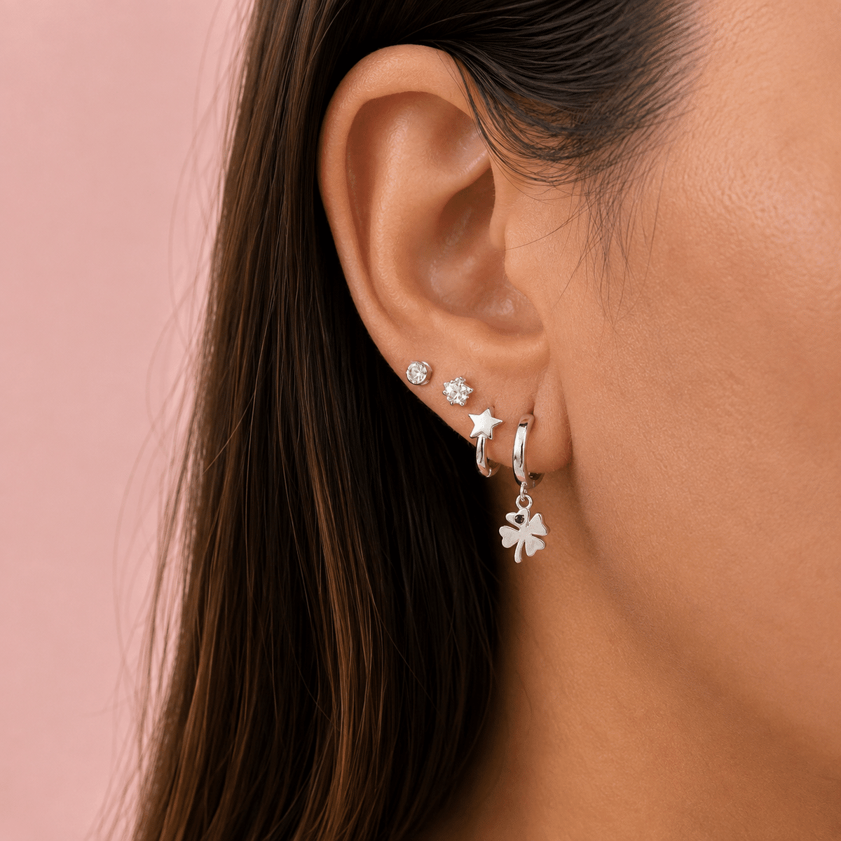 Pendientes aritos estrella de plata de ley - imagen adicional - Joyería Zafir
