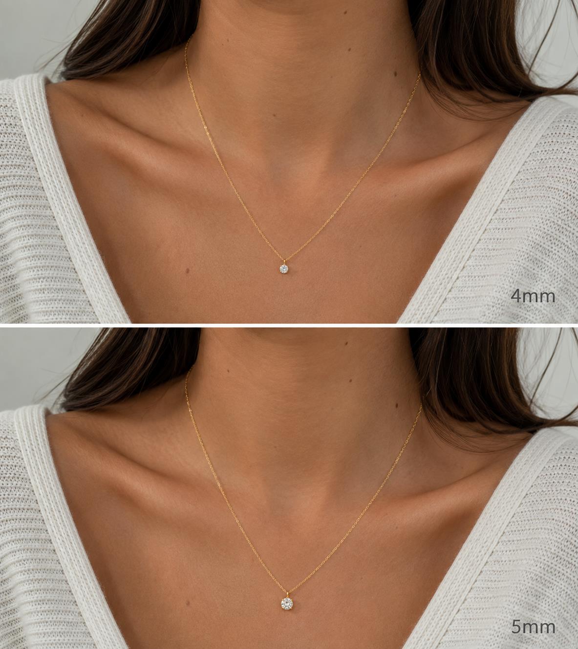 Collar punto de luz oro 5mm de plata de ley con baño de oro de 14 quilates - imagen adicional - Joyería Zafir