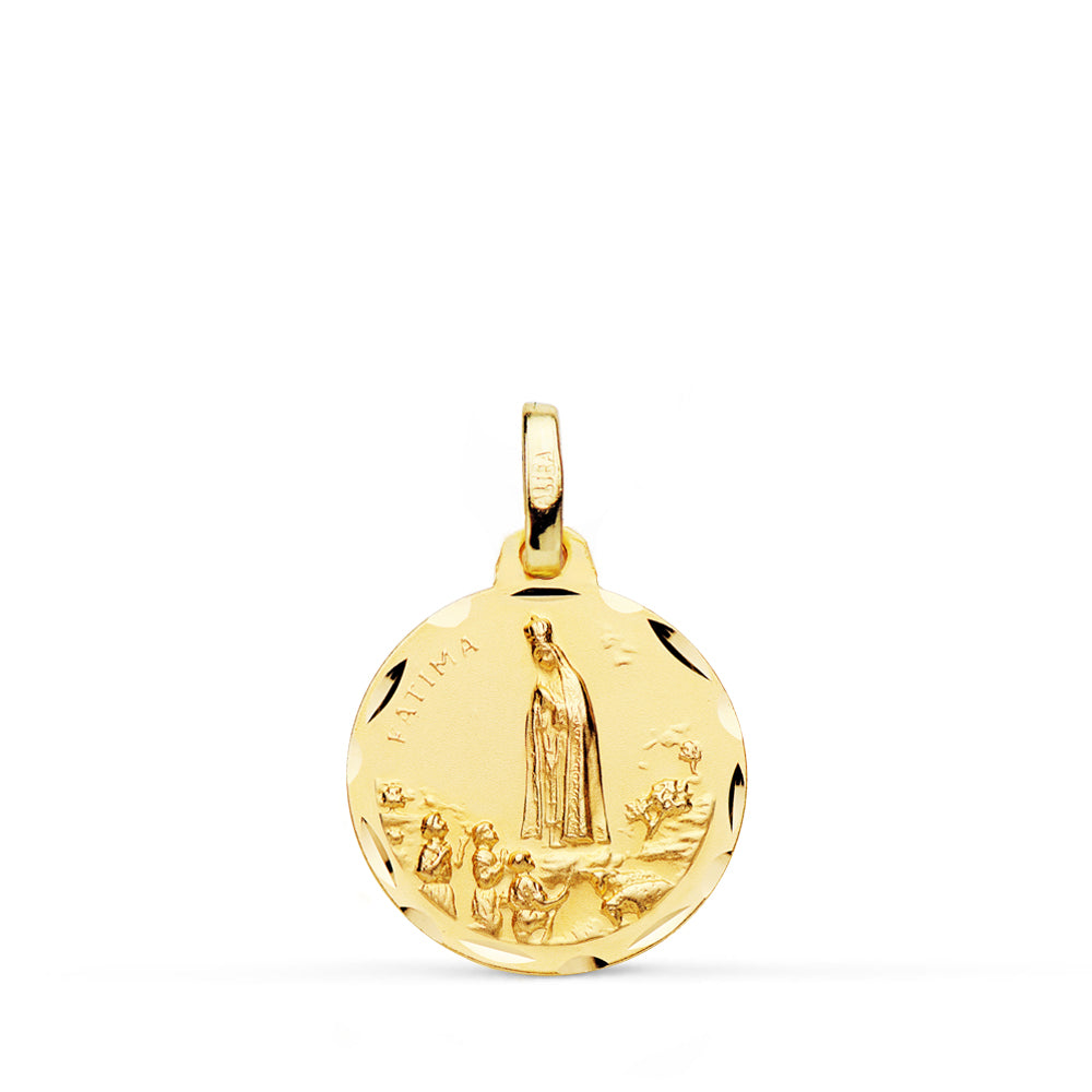 Medalla Virgen de Fatima Tallada 16 mm de oro amarillo 9K