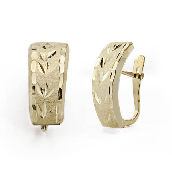 18K PENDIENTES ORO AMARILLO LAPIDADOS 15X6 MM CIERRE CATALÁN