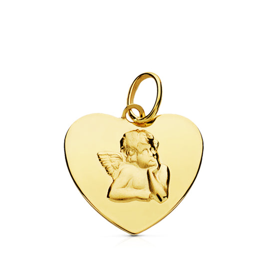 9K COLGANTE CORAZON ORO AMARILLO ANGEL 9K 14X14 MM